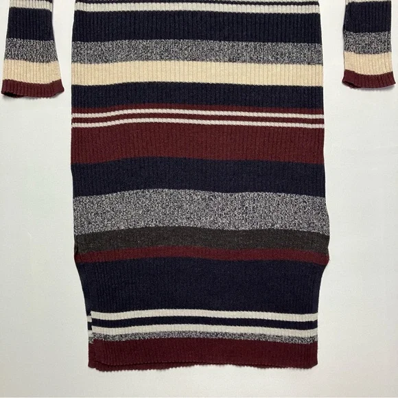 LOGG Striped Midi Sweater Dress w/ Crew Neck in Wool Blend Rib Knit Small - Picture 5 of 11